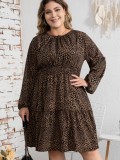 Plus Size Women Printed Long Sleeve Maxi Dress