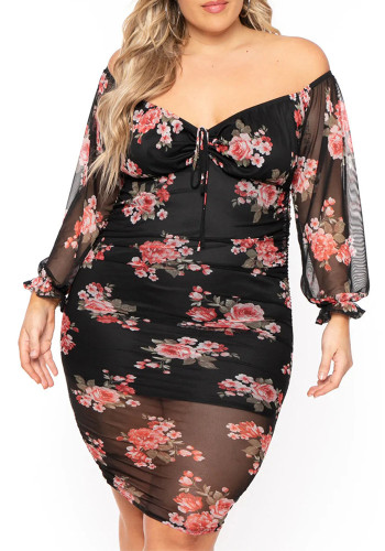 Plus Size Women's Spring Summer Style Chic Slim Printed Ress