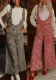 Women printed plaid loose wide leg overalls