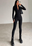 Women Winter Style Zipper Long Sleeve Jumpsuit