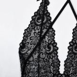 Women lace V-neck sexy backless black jumpsuit teddy Sexy Lingerie
