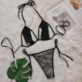 Women Bikini Sexy Two Pieces Sequin Lace-Up Hollow Beach Swimwear