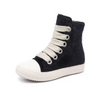 Women High Top Shoes Thick Sole Thick Lace Furry Shoes