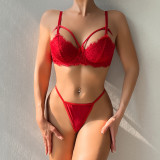 Women red sexy lingerie two-piece set