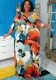 Plus Size Women Pocket Tie Printed Dress