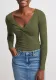 Women Chic V Neck Top Sexy Long Sleeve T-Shirt