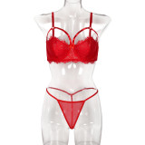 Women red sexy lingerie two-piece set