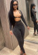 Women Chest Wrap Lace-Up Hollow Long Sleeve Stretch Jumpsuit Two-piece Set