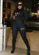 Women Letter Printed Black Casual Yoga Fitness Jumpsuit