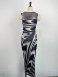 Summer Striped Gradient Printed Sexy Slim Fit Slim Waist Bodycon Tight Fitting Dress