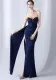 Women fishbone beaded high-end slit evening dress