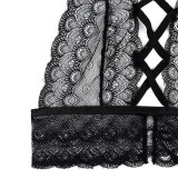 Women Lace Sexy Cross Hollow Sexy Lingerie Two-piece Set