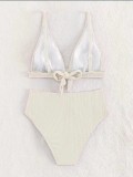 Two Pieces Triangle Bikini High Waist Stripe Women's Swimsuit