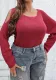 Plus Size Women Off-Shoulder Basic Round Neck Sweater