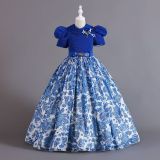 Children's Clothing Chiffon Retro Pattern Children's Dress Girl Wprincess Dress