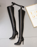 Stiletto Pointed Toe Sexy Over-The-Knee Boots Plus Size High-Heeled Leather Boots