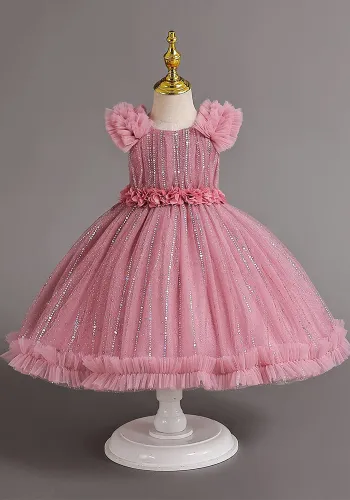 Children's Dress Sequin Flower Princess Dress Baby Girl Christmas Dress Kids Dress