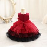 Children's Clothes Color Block Princess Dress Baby Girl First Birthday Formal Party Dress