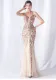 Floral Sequin Mesh Evening Dress