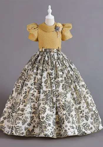 Children's Clothing Chiffon Retro Pattern Children's Dress Girl Wprincess Dress
