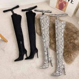 Stiletto Pointed Toe Sexy Over-The-Knee Boots Plus Size High-Heeled Leather Boots