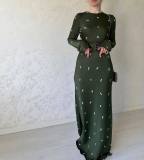 Autumn Fashion Chic Long Sleeve Slim Fit Ruffled A-Line Long Dress