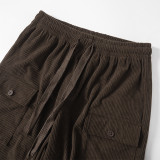 Women Winter Pocket Drawstring Casual Straight Cargo Pants
