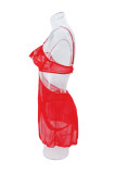 Women Sexy Suspender Hollow See-Through Mesh Slit Nightgown Sexy Lingerie