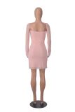 Women Long Sleeve Solid Square Neck Sexy Mini Dress
