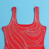 Women Sexy Beaded Sleeveless Bodycon Slit Dress