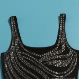 Women Sexy Beaded Sleeveless Bodycon Slit Dress
