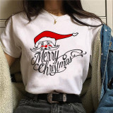 Women Christmas Print Short Sleeve T-Shirt