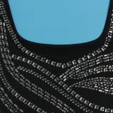 Women Sexy Beaded Sleeveless Bodycon Slit Dress