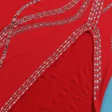 Women Sexy Beaded Sleeveless Bodycon Slit Dress