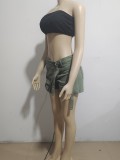 Women's Summer Irregular Multi Pocket Cargo Shorts Loose Zipper Denim Pants