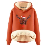 Christmas Fleece Hoodies Warm Loose Hooded Pullover Trendy Top