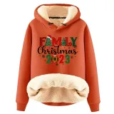 Christmas Fleece Hoodies Warm Loose Hooded Pullover Trendy Top