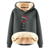 Christmas Fleece Hoodies Warm Loose Hooded Pullover Trendy Top
