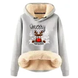 Christmas Fleece Hoodies Warm Loose Hooded Pullover Trendy Top