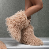 Wool Boots For Women Winter Imitation Fur Snow Boots