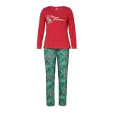 Cotton Outfit Autumn And Winter Santa Claus Printed Christmas Pajamas Parent-Child Set For The Whole Family
