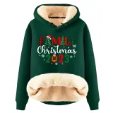 Christmas Fleece Hoodies Warm Loose Hooded Pullover Trendy Top