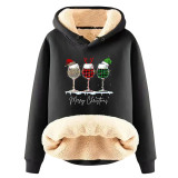 Christmas Fleece Hoodies Warm Loose Hooded Pullover Trendy Top