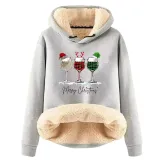 Christmas Fleece Hoodies Warm Loose Hooded Pullover Trendy Top