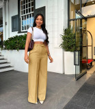 Spring Autumn And Winter Women's High Waist Straight Wide Leg Casual Trousers