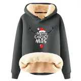 Christmas Fleece Hoodies Warm Loose Hooded Pullover Trendy Top