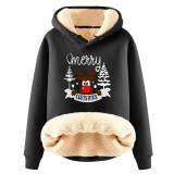 Christmas Fleece Hoodies Warm Loose Hooded Pullover Trendy Top