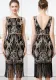 Retro  Bead Embroidered Sequins Deep V Low Back Evening Dress Sleeveless Tassel Party Dress
