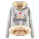 Christmas Fleece Hoodies Warm Loose Hooded Pullover Trendy Top