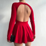 Women's Autumn And Winter V Neck Long Sleeve Low Back Party Dress